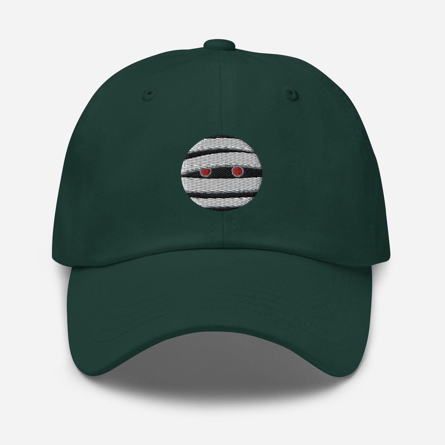 Halloween Mummy Dad Hat, Embroidered Mummy Face Unisex Hat, Handmade Dad Cap, Scary Emoji Adjustable Baseball Gift Cap