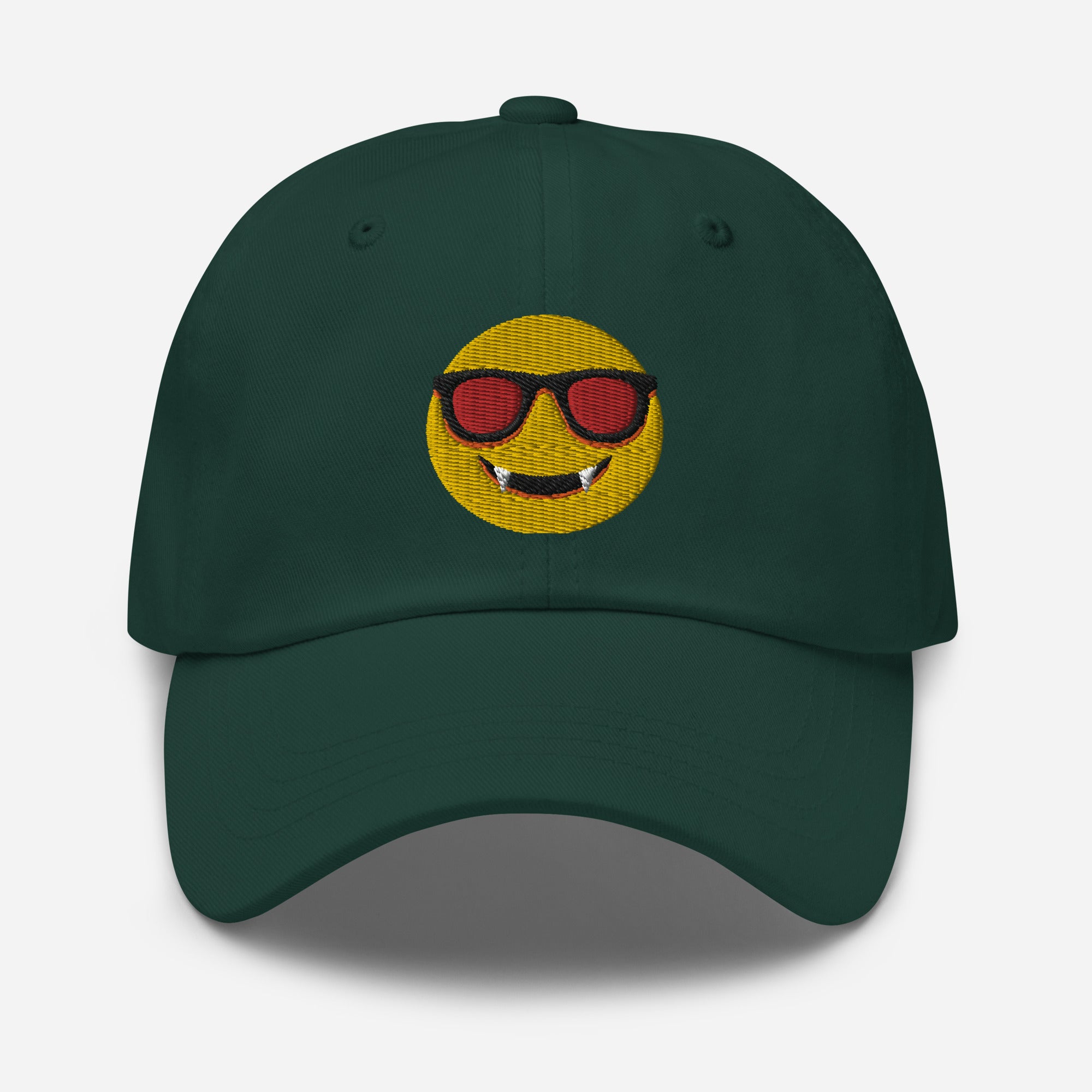 Halloween Dracula Face Dad Hat, Embroidered Evil Emoticon Unisex Hat, Handmade Dad Cap, Scary Smile Emoji Adjustable Baseball Gift Cap