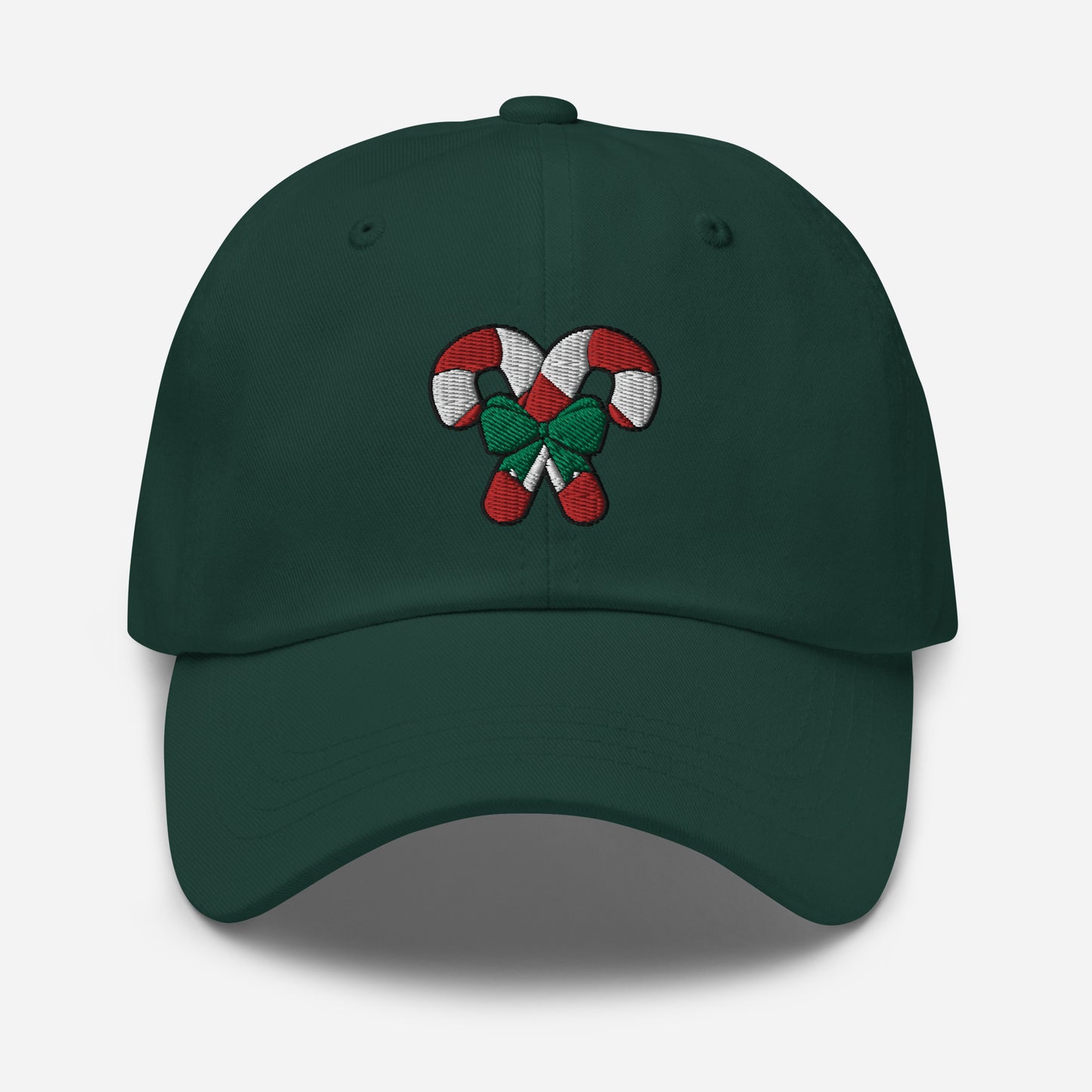 Candy Cane Dad Hat, Embroidered Christmas Unisex Hat, Handmade Dad Cap, Xmas Festive Adjustable Baseball Gift Cap