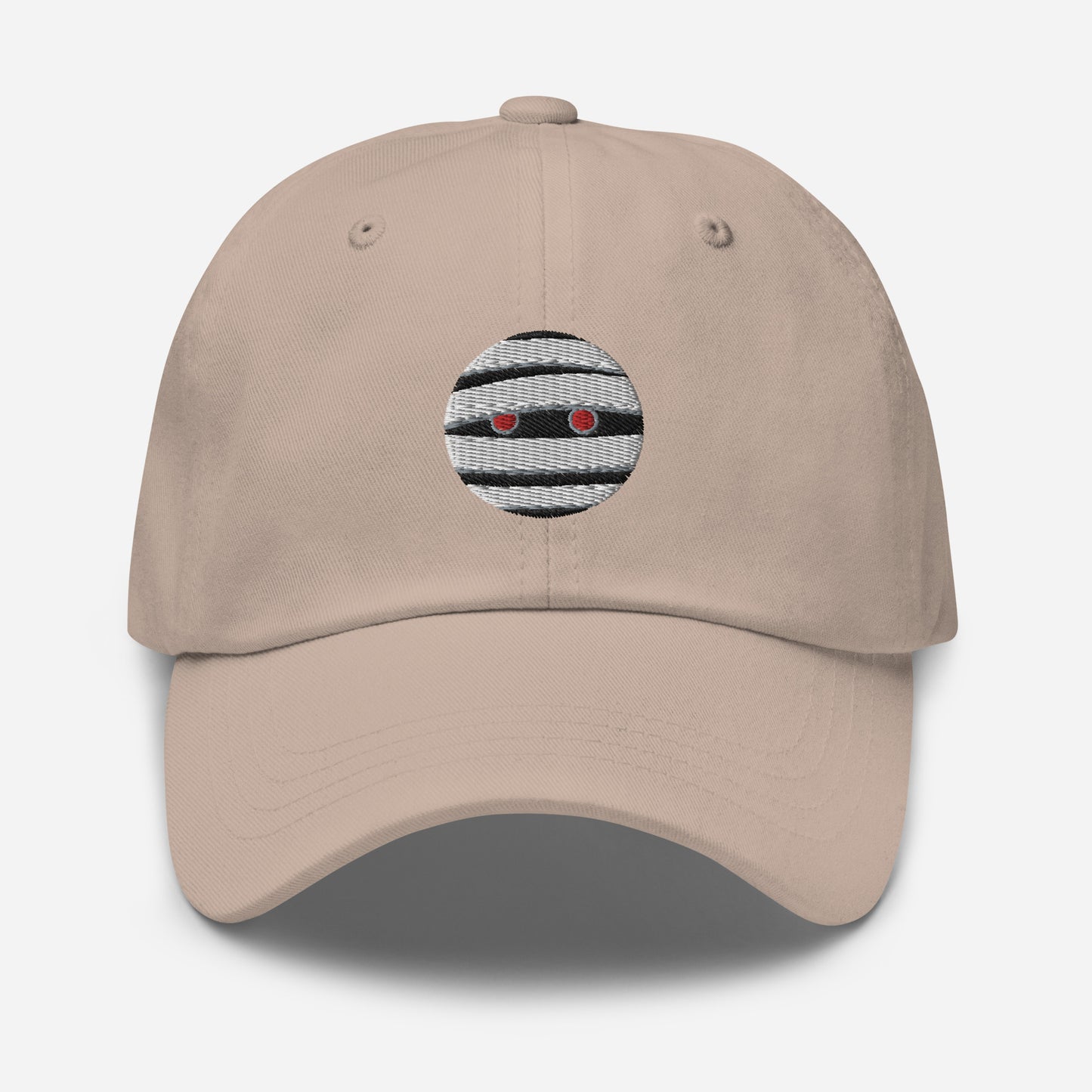 Halloween Mummy Dad Hat, Embroidered Mummy Face Unisex Hat, Handmade Dad Cap, Scary Emoji Adjustable Baseball Gift Cap