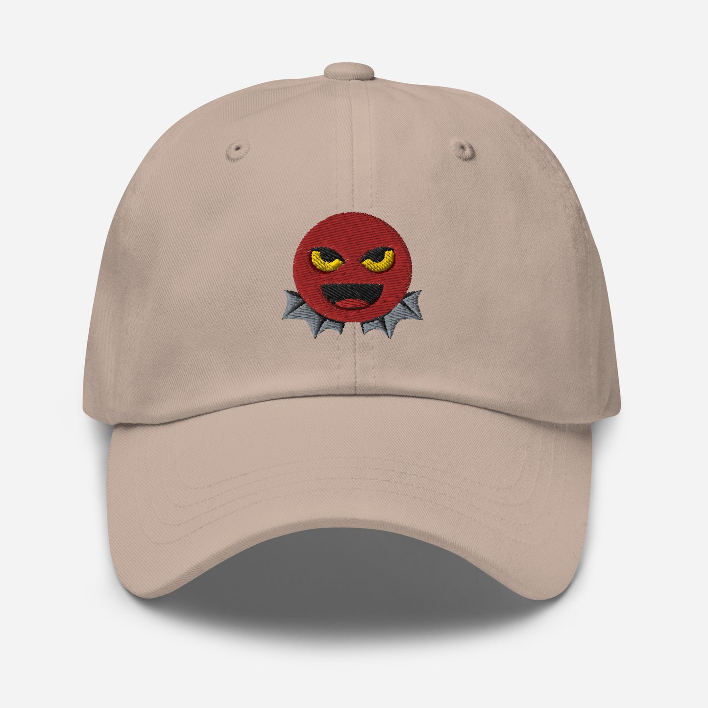 Halloween Devil Dad Hat, Embroidered Evil Emoticon Unisex Hat, Handmade Dad Cap, Scary Emoji Adjustable Baseball Gift Cap