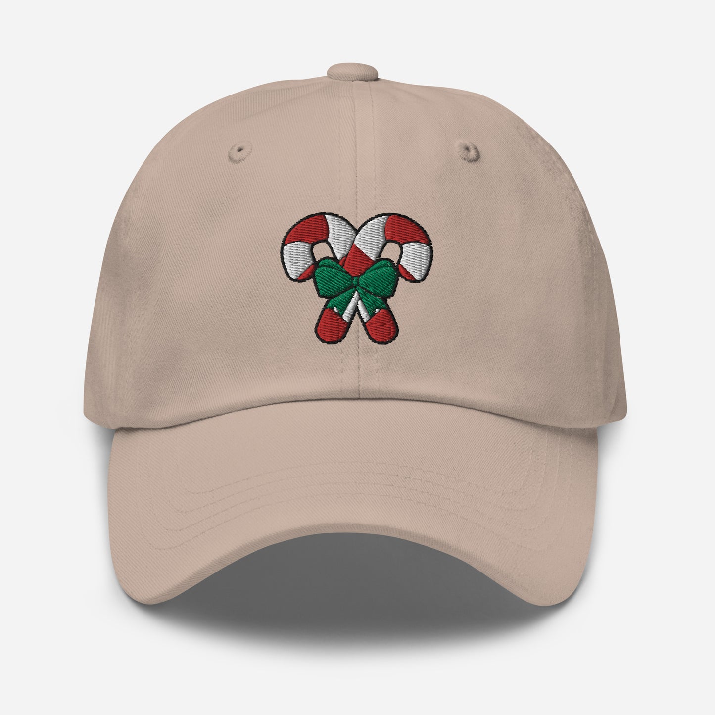 Candy Cane Dad Hat, Embroidered Christmas Unisex Hat, Handmade Dad Cap, Xmas Festive Adjustable Baseball Gift Cap