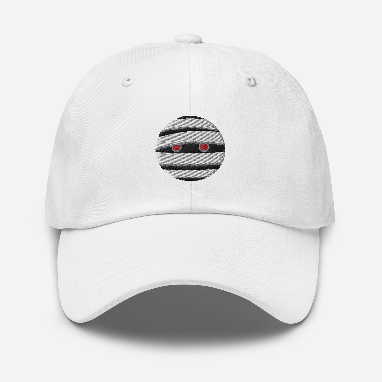 Halloween Mummy Dad Hat, Embroidered Mummy Face Unisex Hat, Handmade Dad Cap, Scary Emoji Adjustable Baseball Gift Cap
