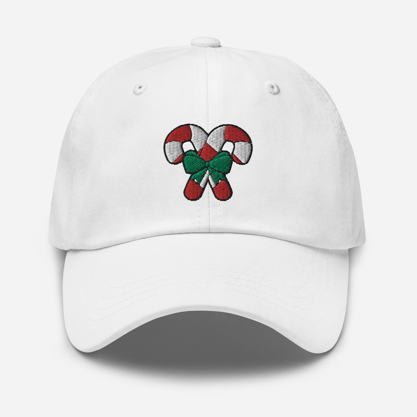 Candy Cane Dad Hat, Embroidered Christmas Unisex Hat, Handmade Dad Cap, Xmas Festive Adjustable Baseball Gift Cap