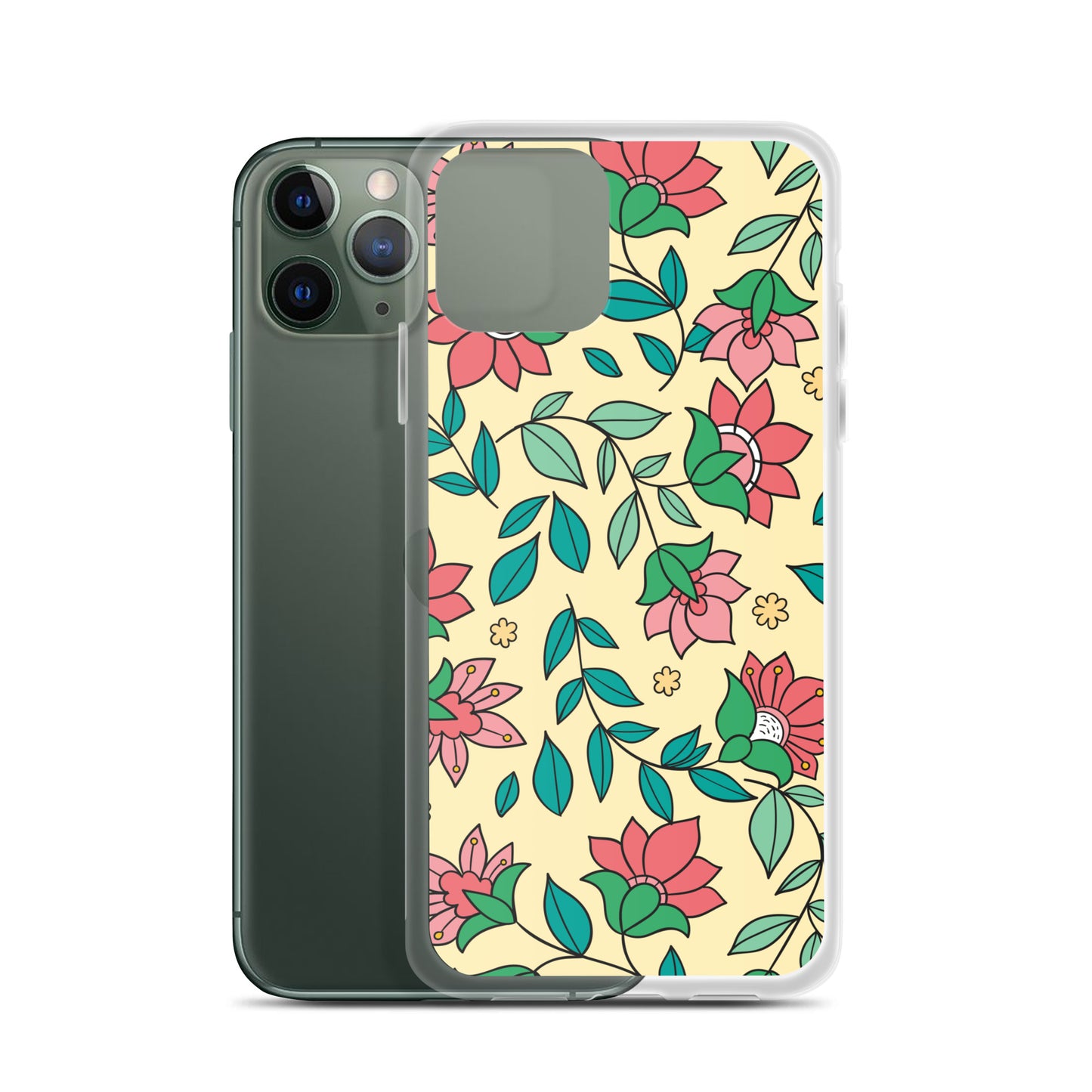 Elegant Flower And Leaves Decorative Pattern Clear Case for iPhone®