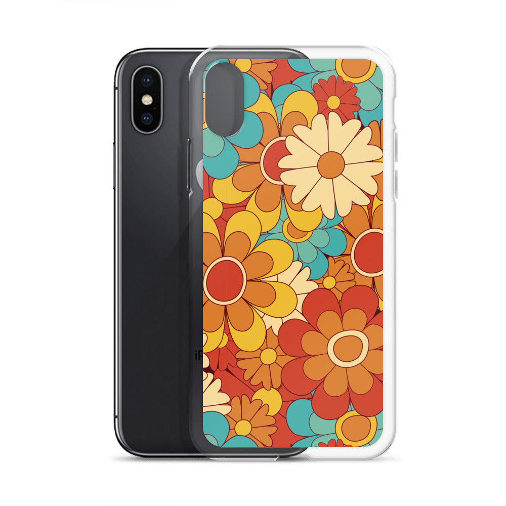 Vintage Retro Colors Groovy Floral Pattern Clear Case for iPhone®