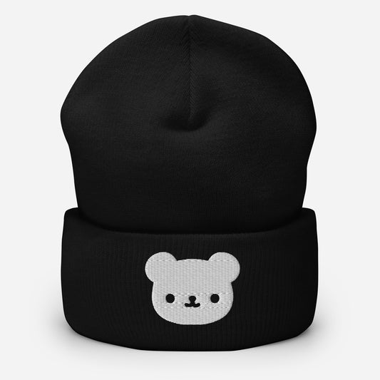 Polar Bear Beanie Cap, Embroidered Wild Animal Cuffed Beanie, Handmade Unisex Slouchy Cartoon Bear Gift Hat Cap