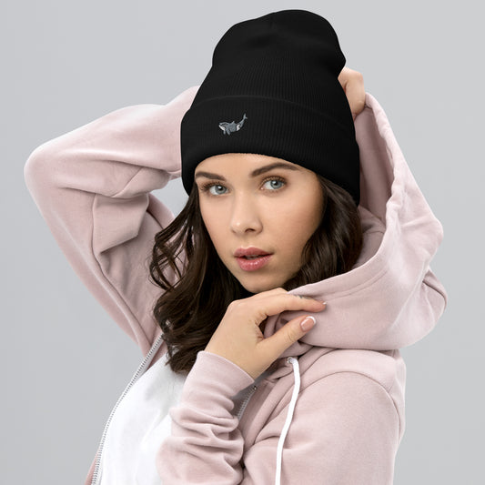 Orca Whale Beanie Cap, Embroidered Killer Whale Cuffed Beanie, Handmade Unisex Slouchy Ocean Animal Gift Hat Cap - Multiple Colors