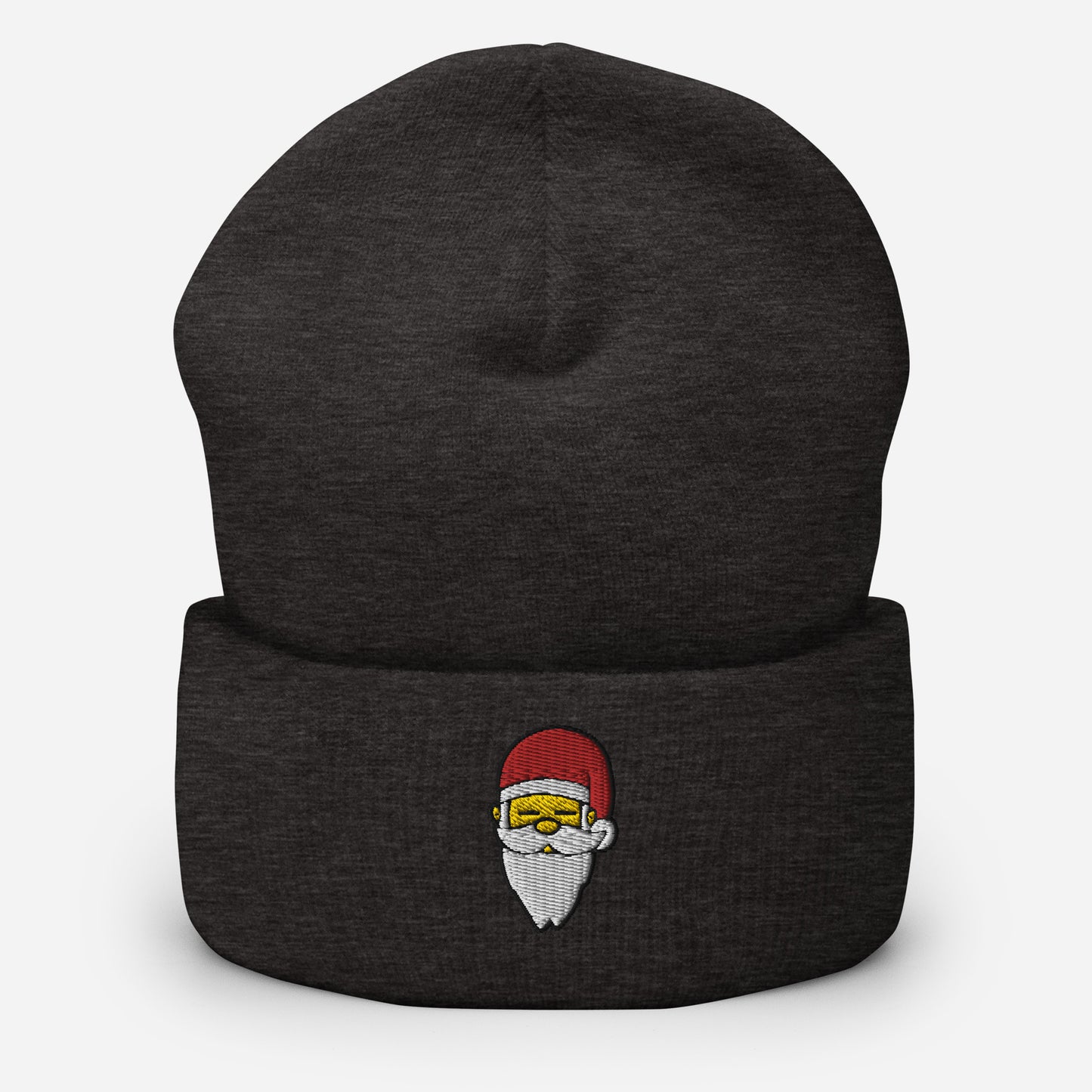 Santa Face Beanie Cap, Embroidered Christmas Santa Claus Cuffed Beanie, Handmade Unisex Slouchy Xmas Festive Gift Hat Cap