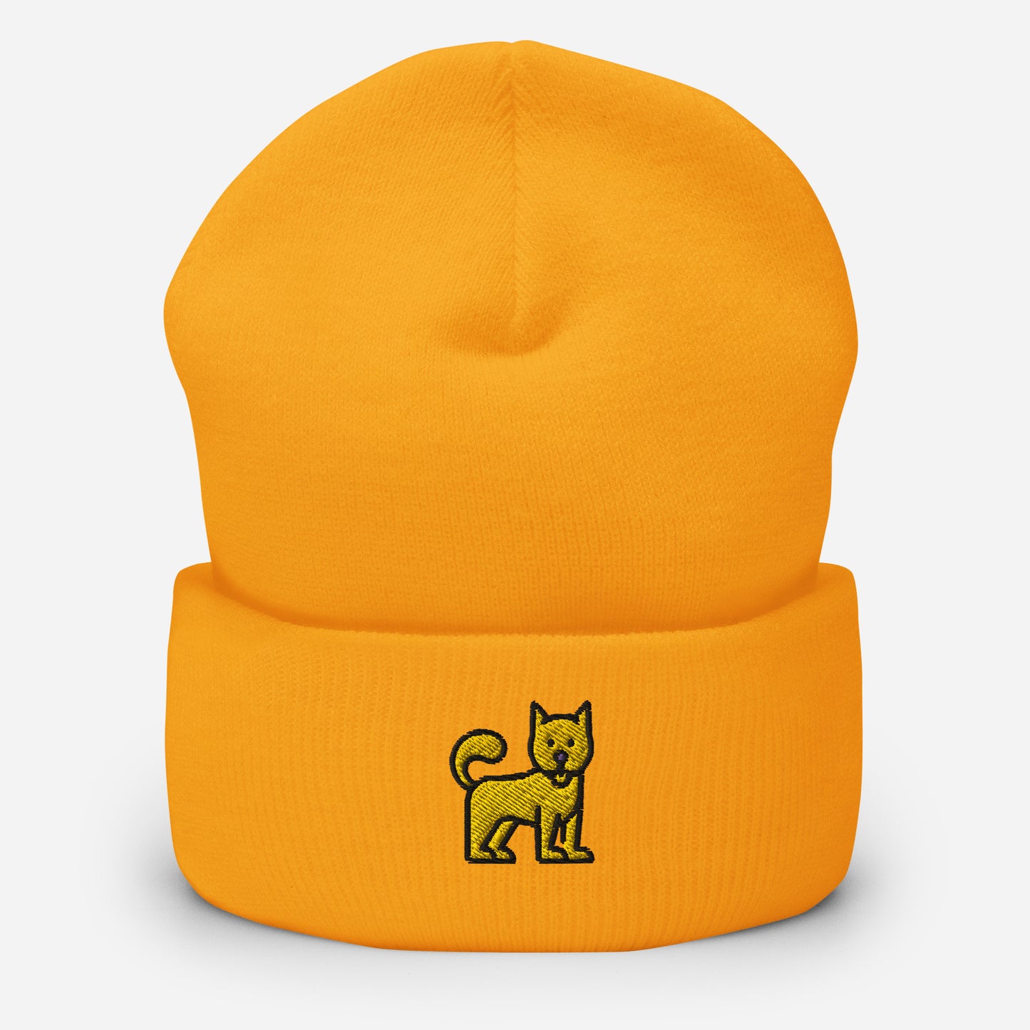 Cute Little Dog Beanie Cap, Embroidered Puppy Dog Cuffed Beanie, Handmade Unisex Slouchy Dog Lovers Gift Hat Cap