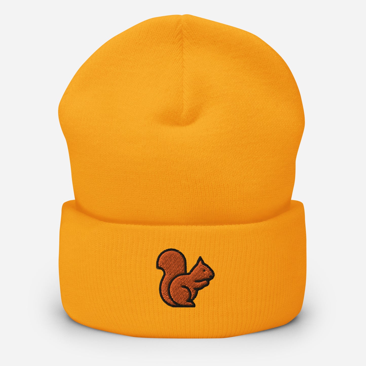 Squirrel Beanie Cap, Embroidered Squirrel Lover Cuffed Beanie, Handmade Unisex Rodents Gift Hat Cap