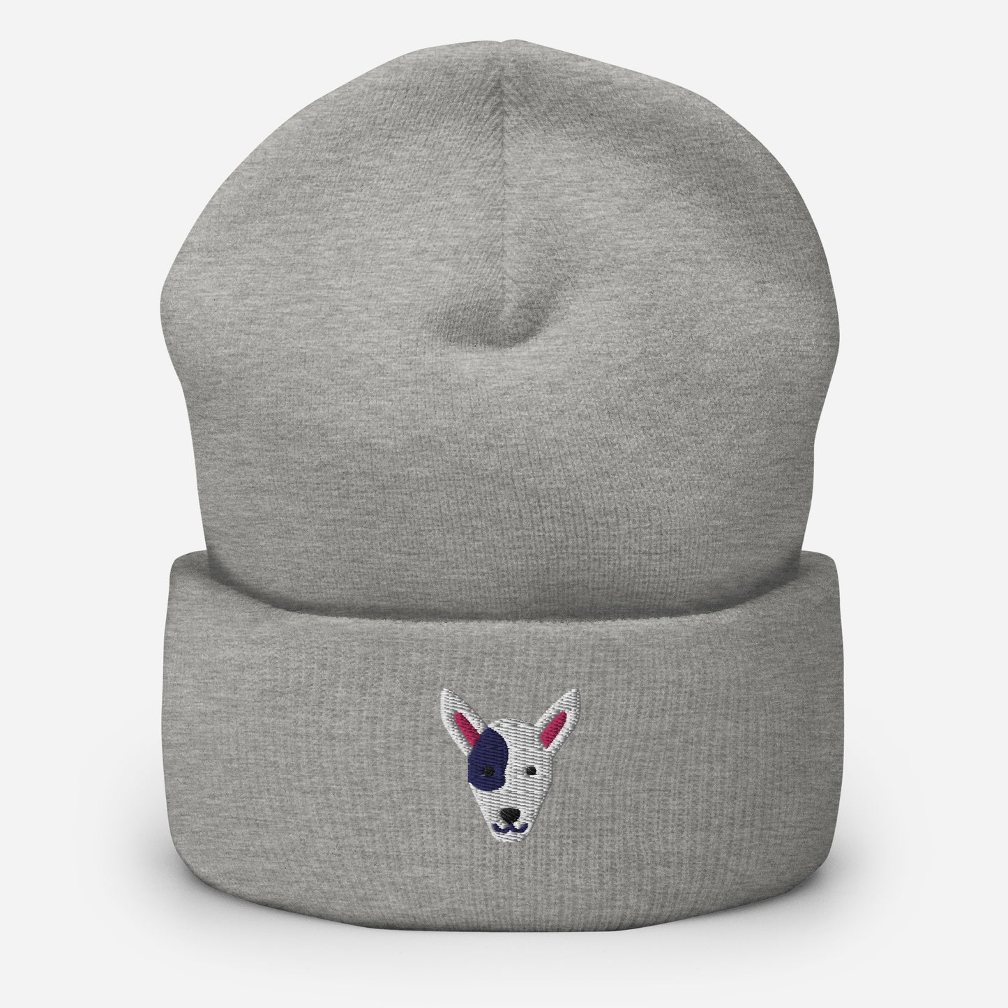 Bull Terrier Beanie Cap, Embroidered Dog Lover Cuffed Beanie, Handmade Unisex Slouchy Dog Owner Miniature Bull Terrier Gift Hat Cap