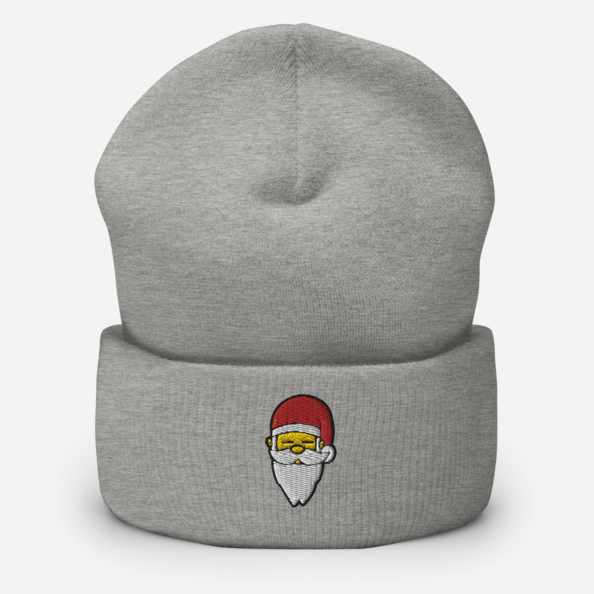 Santa Face Beanie Cap, Embroidered Christmas Santa Claus Cuffed Beanie, Handmade Unisex Slouchy Xmas Festive Gift Hat Cap