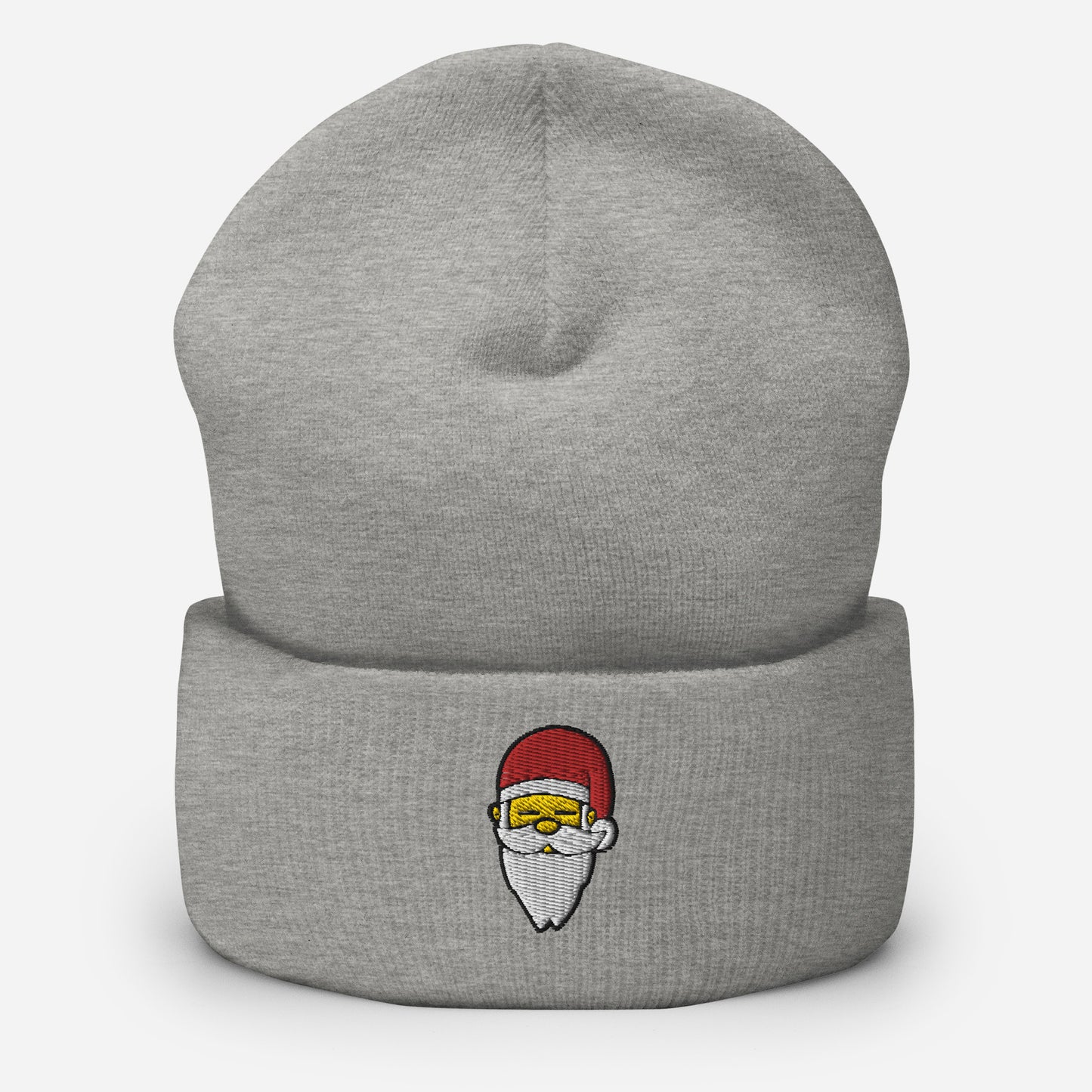 Santa Face Beanie Cap, Embroidered Christmas Santa Claus Cuffed Beanie, Handmade Unisex Slouchy Xmas Festive Gift Hat Cap