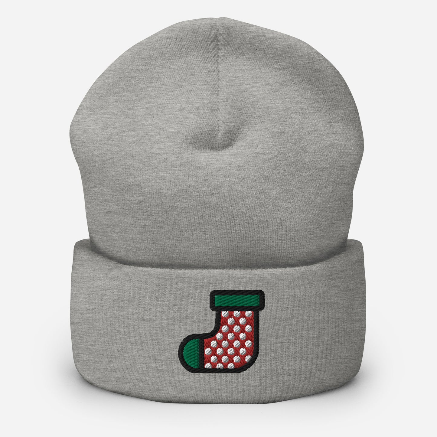 Christmas Stocking Beanie Cap, Embroidered Christmas Socks Cuffed Beanie, Handmade Unisex Slouchy Xmas Festive Gift Hat Cap