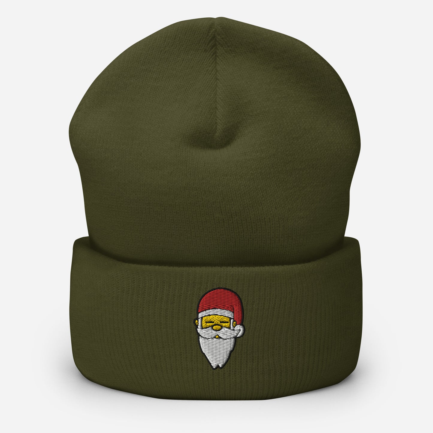 Santa Face Beanie Cap, Embroidered Christmas Santa Claus Cuffed Beanie, Handmade Unisex Slouchy Xmas Festive Gift Hat Cap