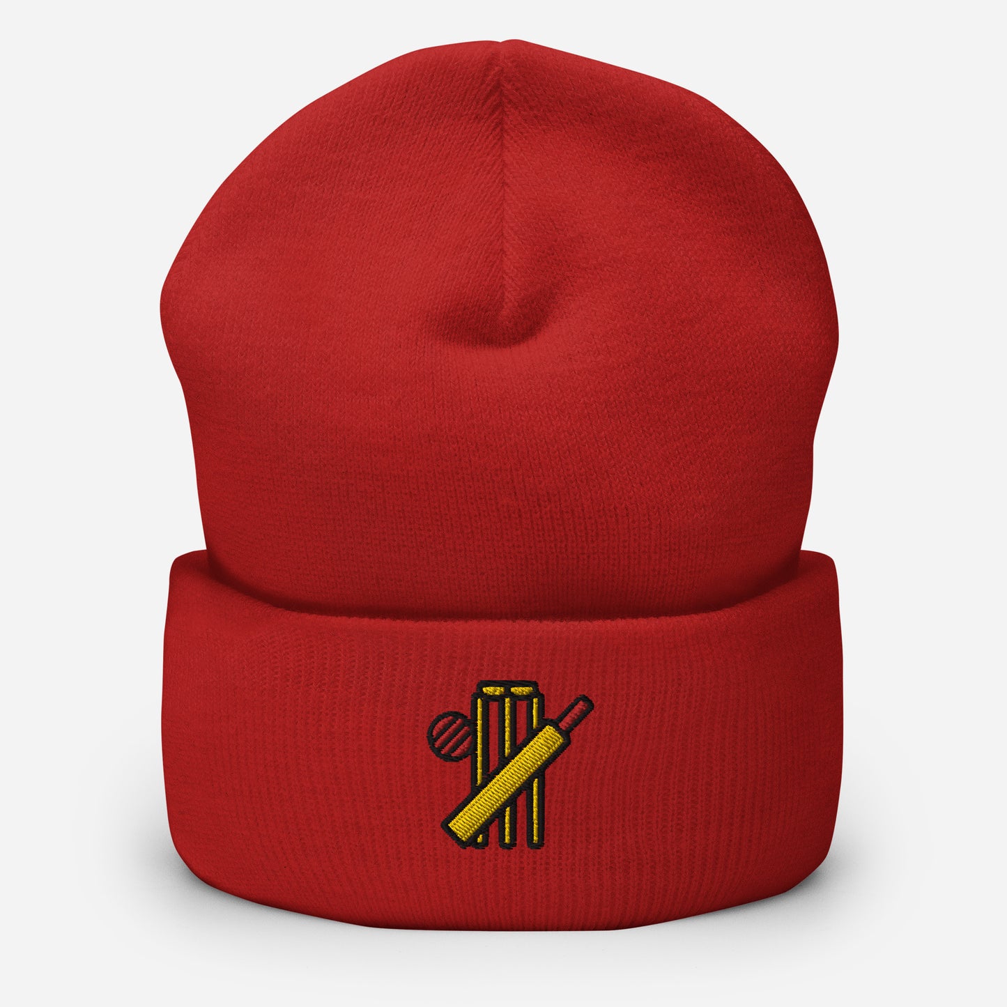 Cricket Bat Beanie Cap, Embroidered Sports Cricketer Cuffed Beanie, Handmade Unisex Slouchy Cricket Player Gift Hat Cap