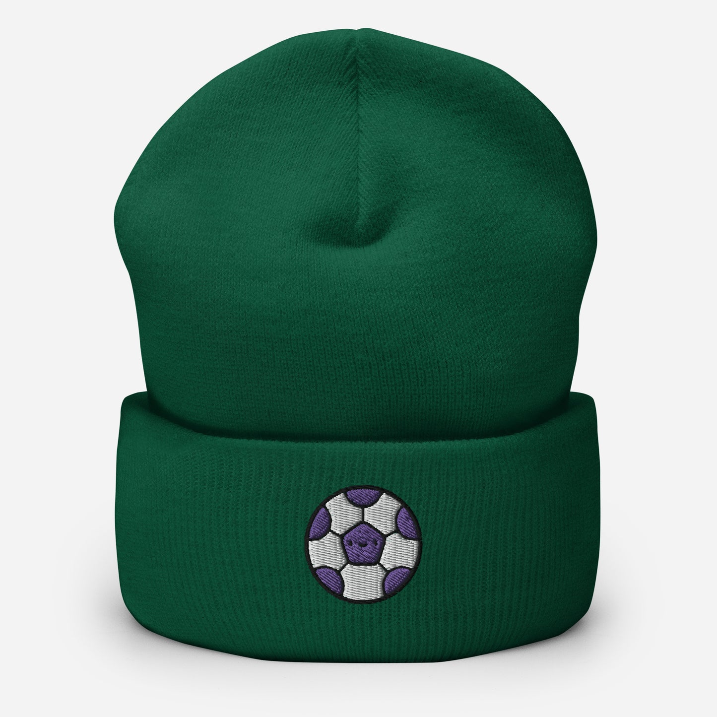 Football Beanie Cap , Embroidered Soccer Ball Cuffed Beanie, Handmade Unisex Slouchy Soccer Player Gift Hat Cap