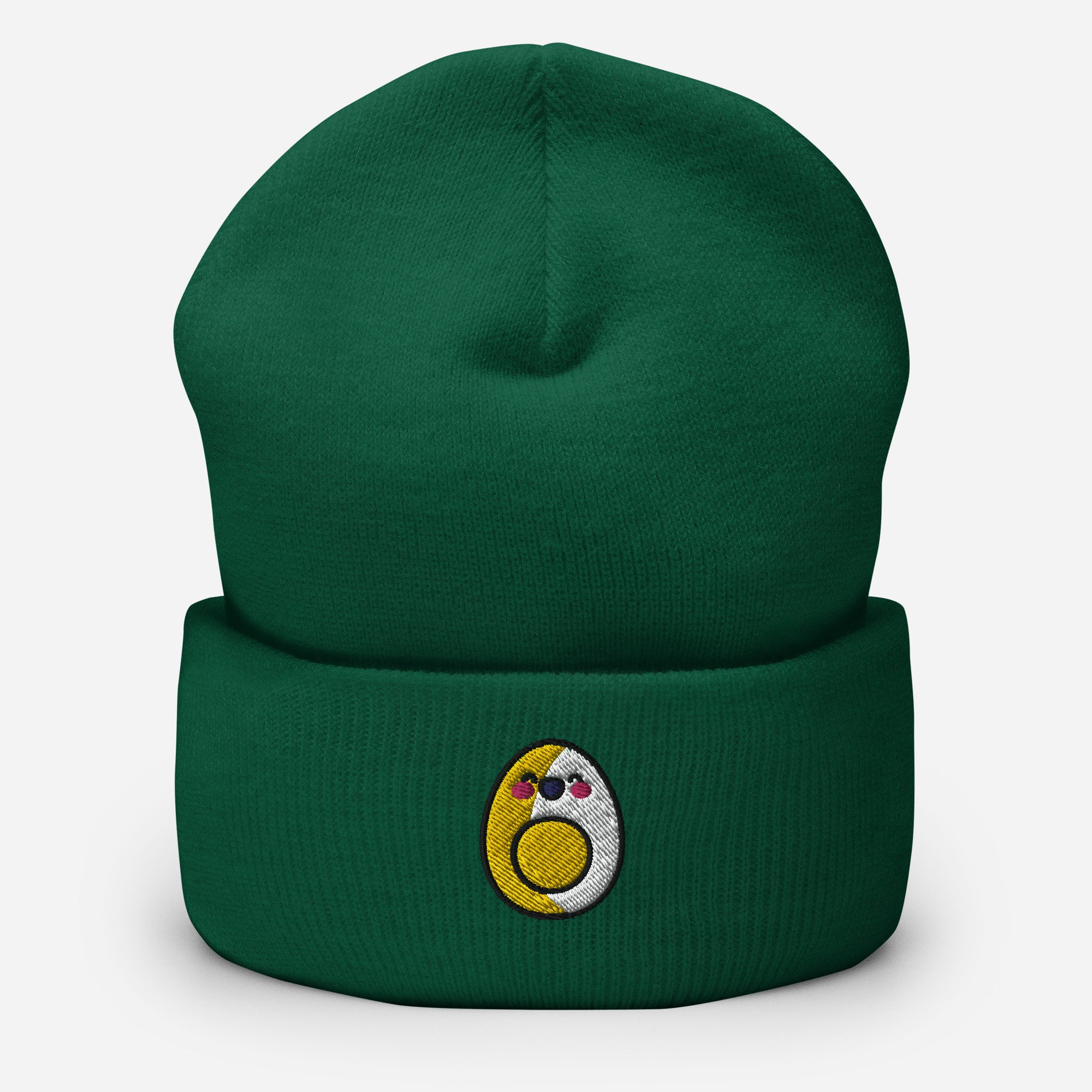 Boiled Egg Beanie Cap , Embroidered Cartoon Egg Cuffed Beanie, Handmade Unisex Slouchy Egg Face Gift Hat Cap