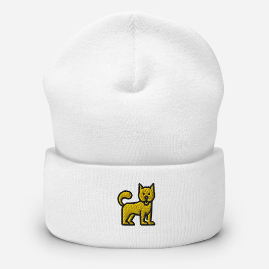 Cute Little Dog Beanie Cap, Embroidered Puppy Dog Cuffed Beanie, Handmade Unisex Slouchy Dog Lovers Gift Hat Cap