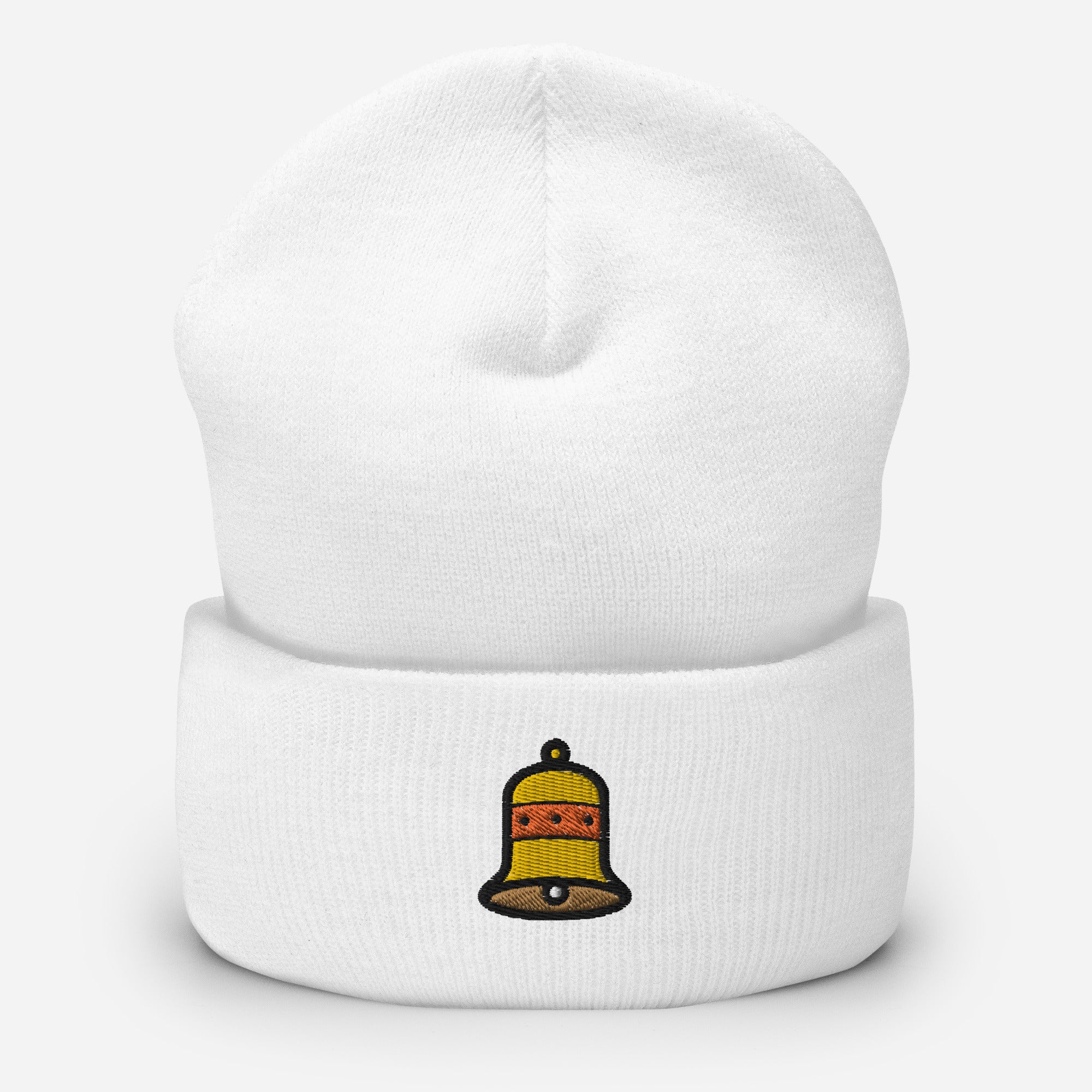 Christmas Bell Beanie Cap, Embroidered Christmas Celebration Cuffed Beanie, Handmade Unisex Slouchy Xmas Festive Gift Hat Cap