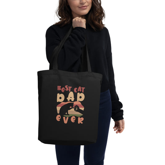 Best Cat Dad Ever Funny Vintage Retro Cat Father Crazy Cat Dad Cat Lover Cat Owner Eco Tote Bag