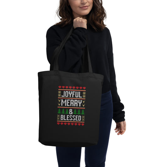 Joyful Merry Blessed Merry Christmas Holidays Ugly Xmas Eco Tote Bag