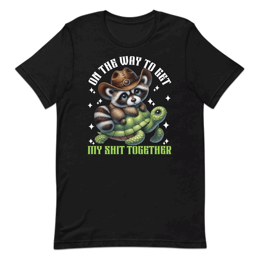 Funny Cowboy Raccoon & Turtle Western Animal Humor Cute Turtle Ride | PRODUCT CODE: FYNCWBORANTU