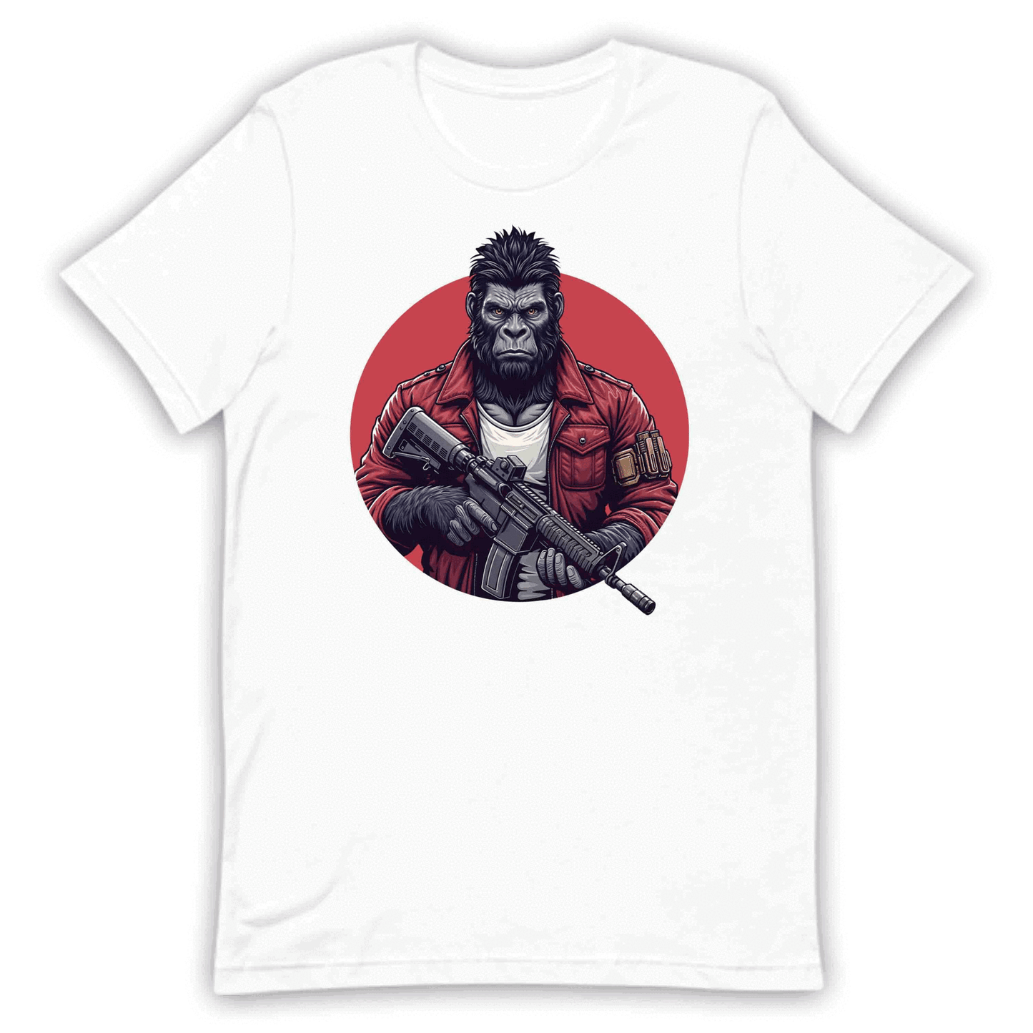 Military Style Gorilla Fierce Ape in Red Jacket Holding Rifle | PRODUCT CODE: URBGOLAMTWNP