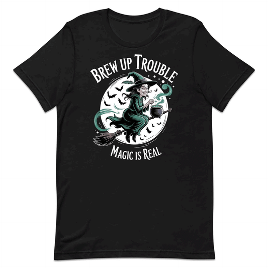 Brew Up Trouble T-Shirt, Magic Cauldron Sweatshirt, Spooky Witch Hoodie | PRODUCT CODE: BROIUQWE