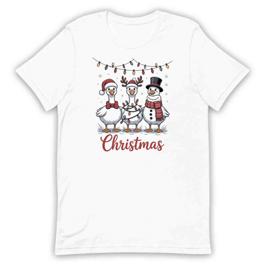 Christmas Geese T-Shirt, Holiday Goose Family Sweatshirt, Festive Santa Hoodie | PRODUCT CODE: GCSBVCSAX