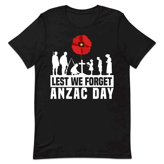 Lest We Forget ANZAC Day T-Shirt, Red Poppy Memorial Jumper & Veterans Hoodie – Remembrance Apparel | PRODUCT CODE: LKXZCUYEW