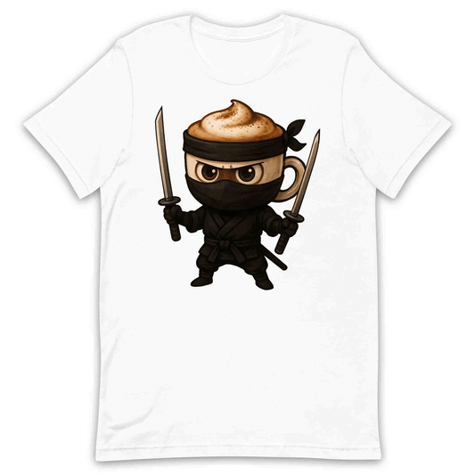 Coffee Ninja T-Shirt, Jumper & Hoodie – Funny Caffeinated Samurai Espresso Meme for Baristas & Brew Lovers | PRODUCT CODE: CGSDTNMJ