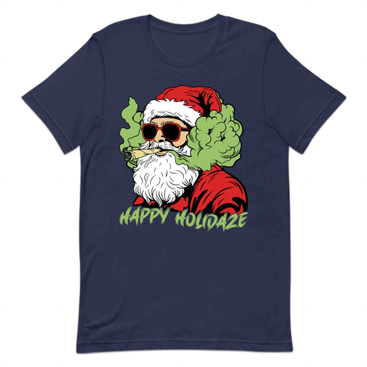 Happy Holidaze Santa Stoner Christmas Santa Smoking Weed Xmas Cannabis | PRODUCT CODE: HPYLDZRUNWED