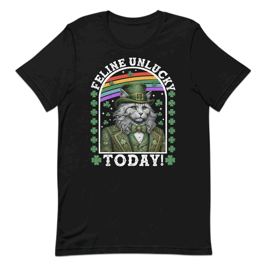 Feline Unlucky Today Funny St. Patrick’s Day Leprechaun Cat Irish Humor | PRODUCT CODE: FLNENUEKABOW