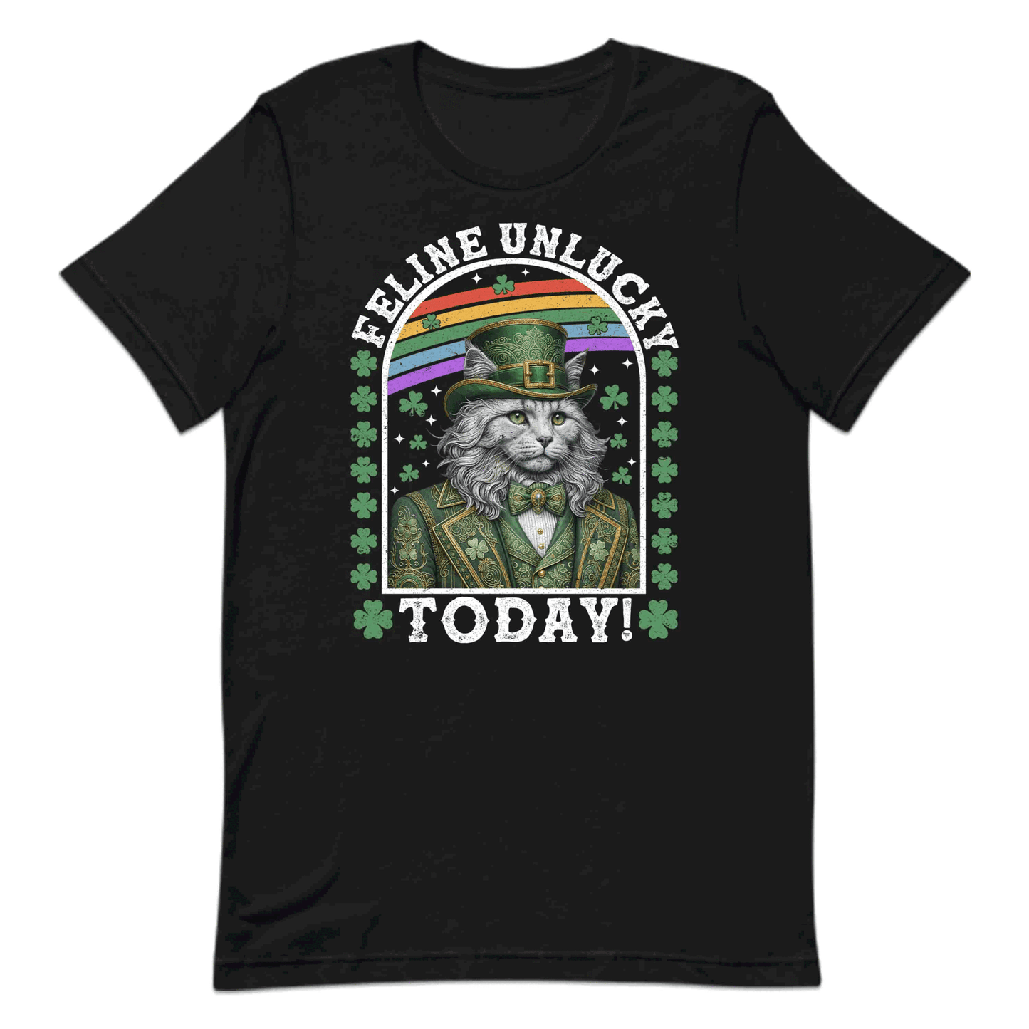 Feline Unlucky Today Funny St. Patrick’s Day Leprechaun Cat Irish Humor | PRODUCT CODE: FLNENUEKABOW
