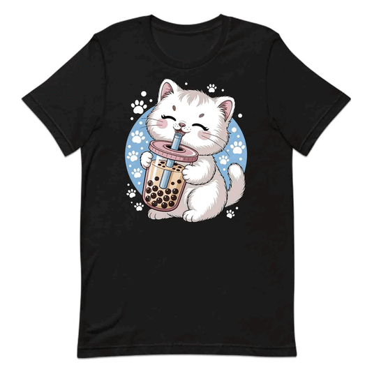 Kawaii Boba Cat T-Shirt, Cute Bubble Tea Sweatshirt, Pastel Kitty Hoodie | PRODUCT CODE: KJQWEBSCD