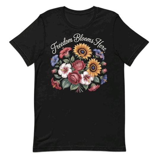 Freedom Blooms T-Shirt, Vintage Floral Sweatshirt, Patriotic Garden Hoodie | PRODUCT CODE: FJWHERMB