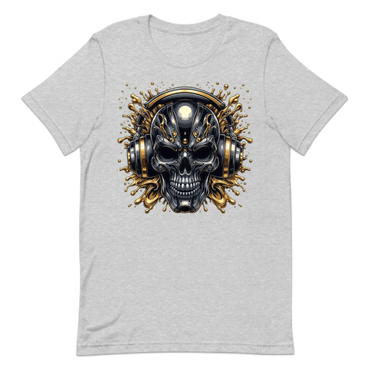 Cyberpunk Skull DJ Metallic Headphone Skeleton Futuristic Gothic EDM Rave Music Festival | PRODUCT CODE: CBYSKLUDJMLA