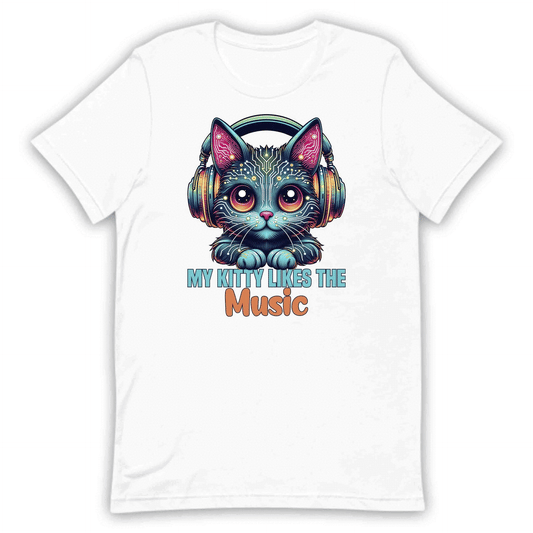 Cyberpunk Cat Headphones My Kitty Likes the Music Neon AI Futuristic Feline | PRODUCT CODE: CYBRHDPNOMKT