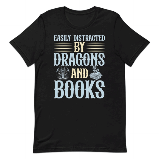 Easily Distracted by Dragons & Books Fantasy Reader Bookish Mythical Creature | PRODUCT CODE: ELSYDRTBCKAO