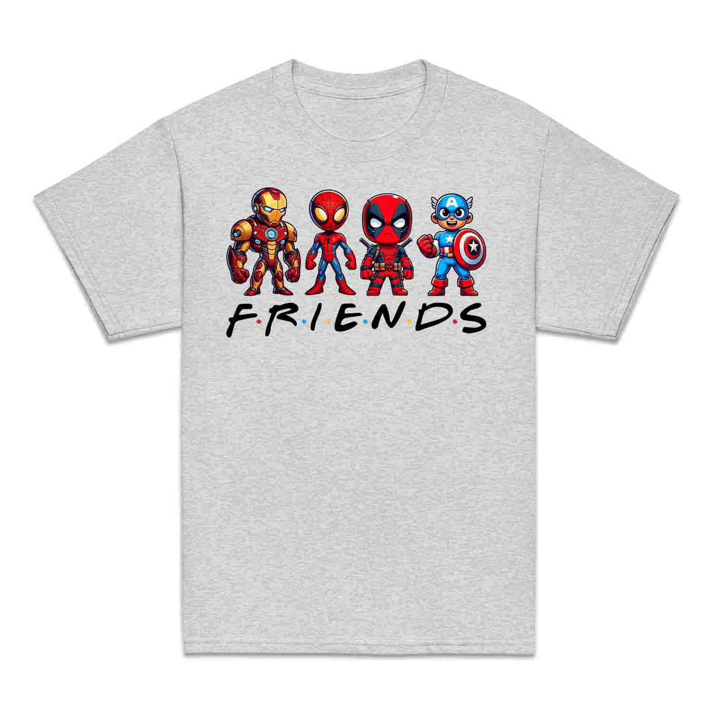 Marvel Superhero Friends Kids T-Shirt | Chibi Avengers Kids Jumper | Spider-Man, Deadpool, Iron Man & Captain America Hoodie | PRODUCT CODE: MADBVRLSUYP