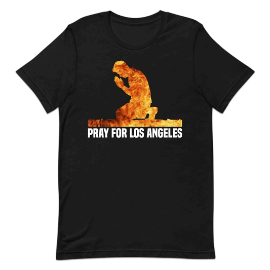 Pray for Los Angeles Flaming Kneeling Figure Pray For LA Fire Relief | PRODUCT CODE: PYRAFOLSNGLA