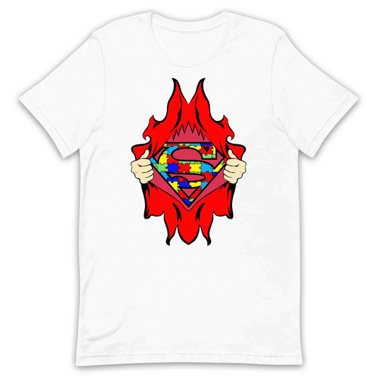 Autism Awareness T-Shirt | Superhero Puzzle Jumper | Torn Superman Logo Hoodie | PRODUCT CODE: ASDBSPEMLGN