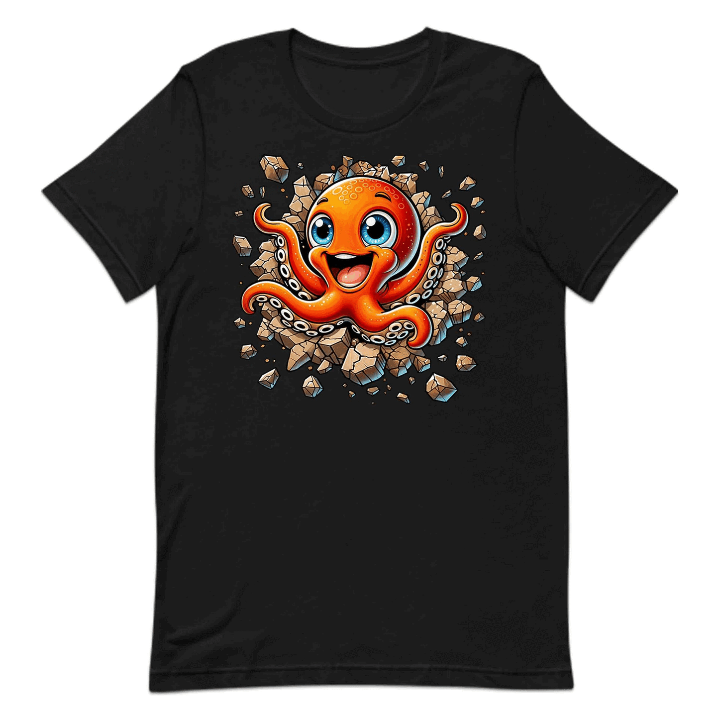 3D Realistic Cartoon Octopus Crashing Through Rock | PRODUCT CODE: OCTPSUBRKNGW