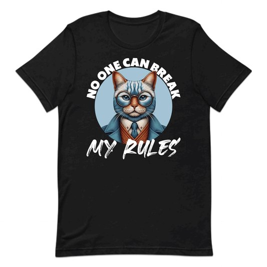 No One Can Break My Rules Alpha Cat Attitude Blue Cat in Suit & Glasses | PRODUCT CODE: NCTABRKRULEA