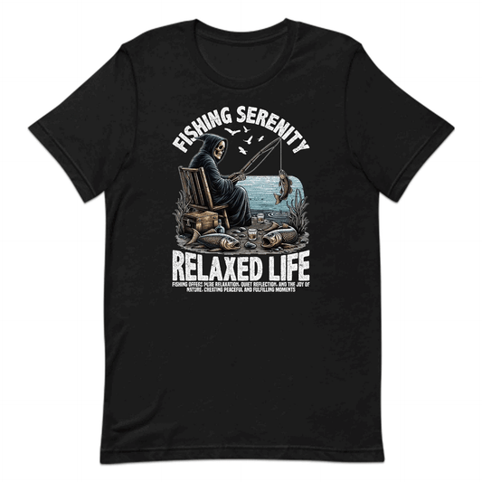 Fishing Serenity Relaxed Life Funny Skeleton Fishing Dark Humor Anglers | PRODUCT CODE: FSHNRTYRLCDK