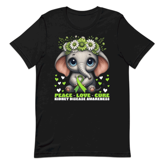 Peace Love Cure Floral Elephant Kidney Disease Awareness | PRODUCT CODE: FLOEPHNTADVWS