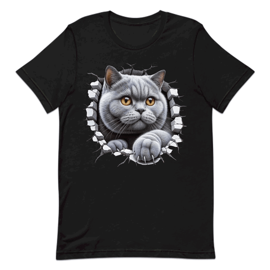 British Shorthair Cat Breaking Through Wall 3D Realistic Cat | PRODUCT CODE: BRTSHCAKNGWA