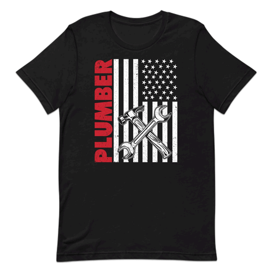Patriotic Plumber USA Flag Plumbing Pipefitters & Handymen American Workwear | PRODUCT CODE: MRPLBUAFTWK